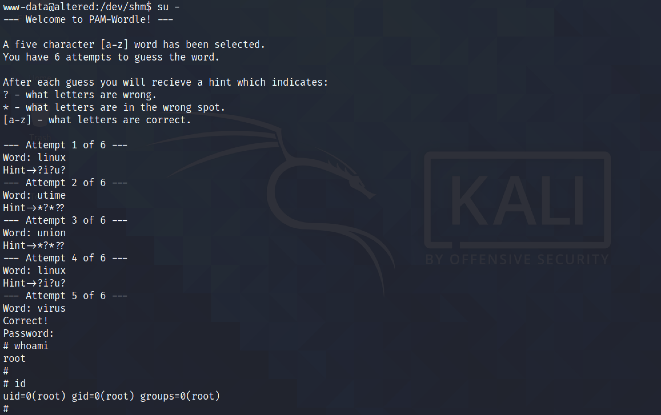 Running su - to get root access to the box