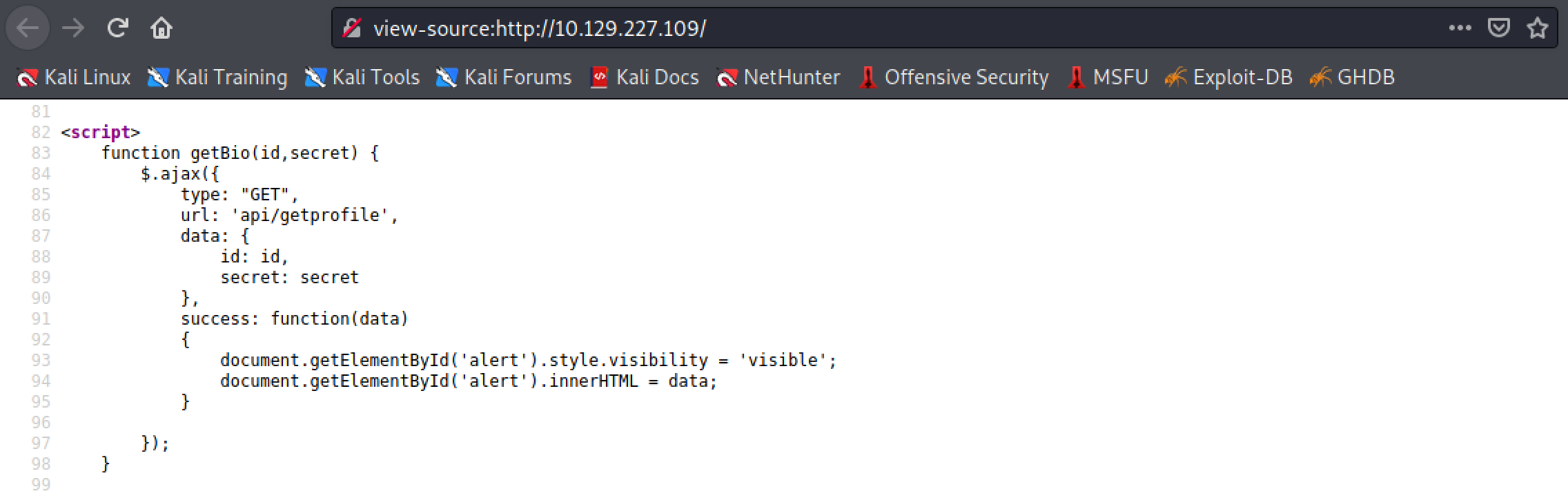 JavaScript function that is triggered when clicking on the View button.