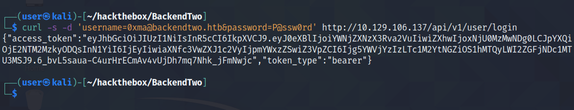 Log in to the web application API to get an access token.