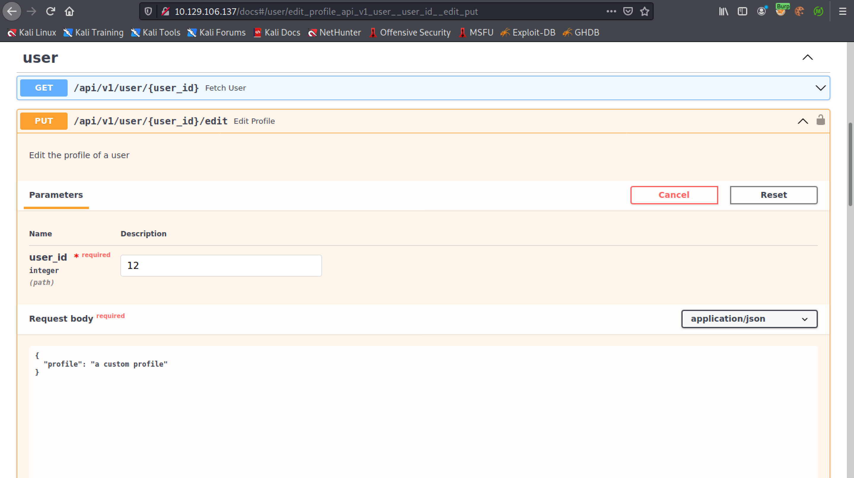 Adding a user profile.