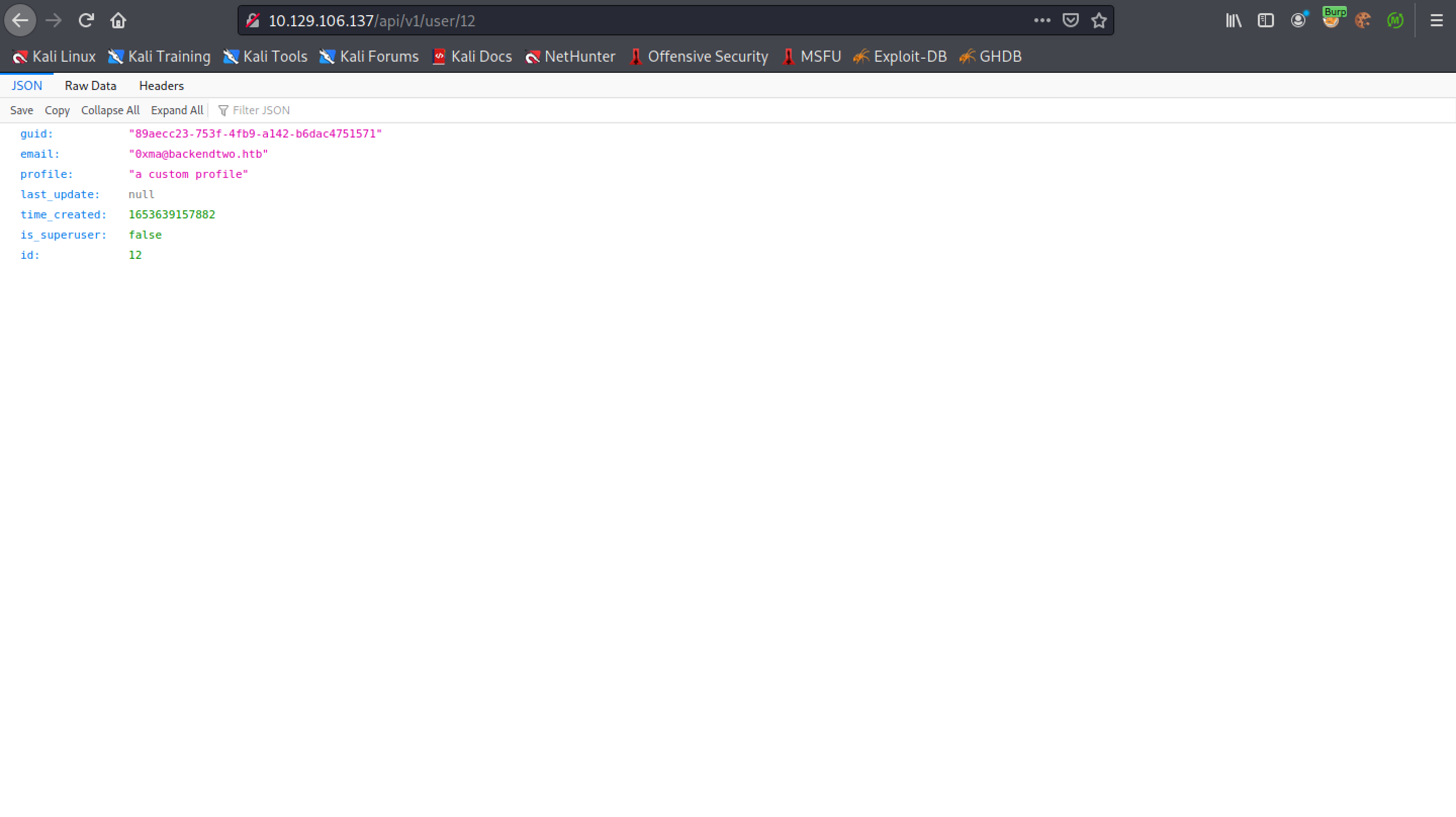 Profile update in the API documentation.