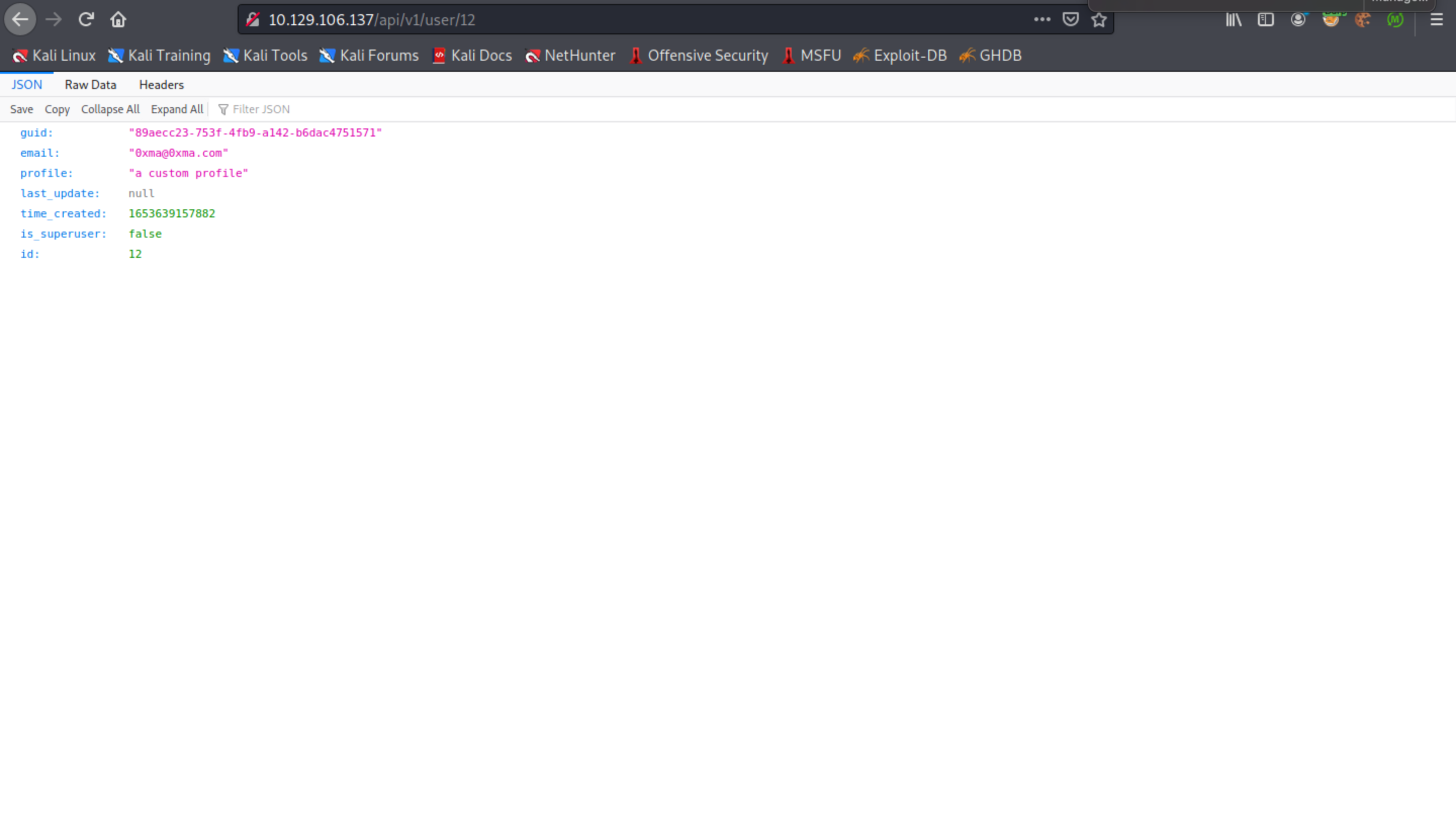 Profile update in the API documentation.