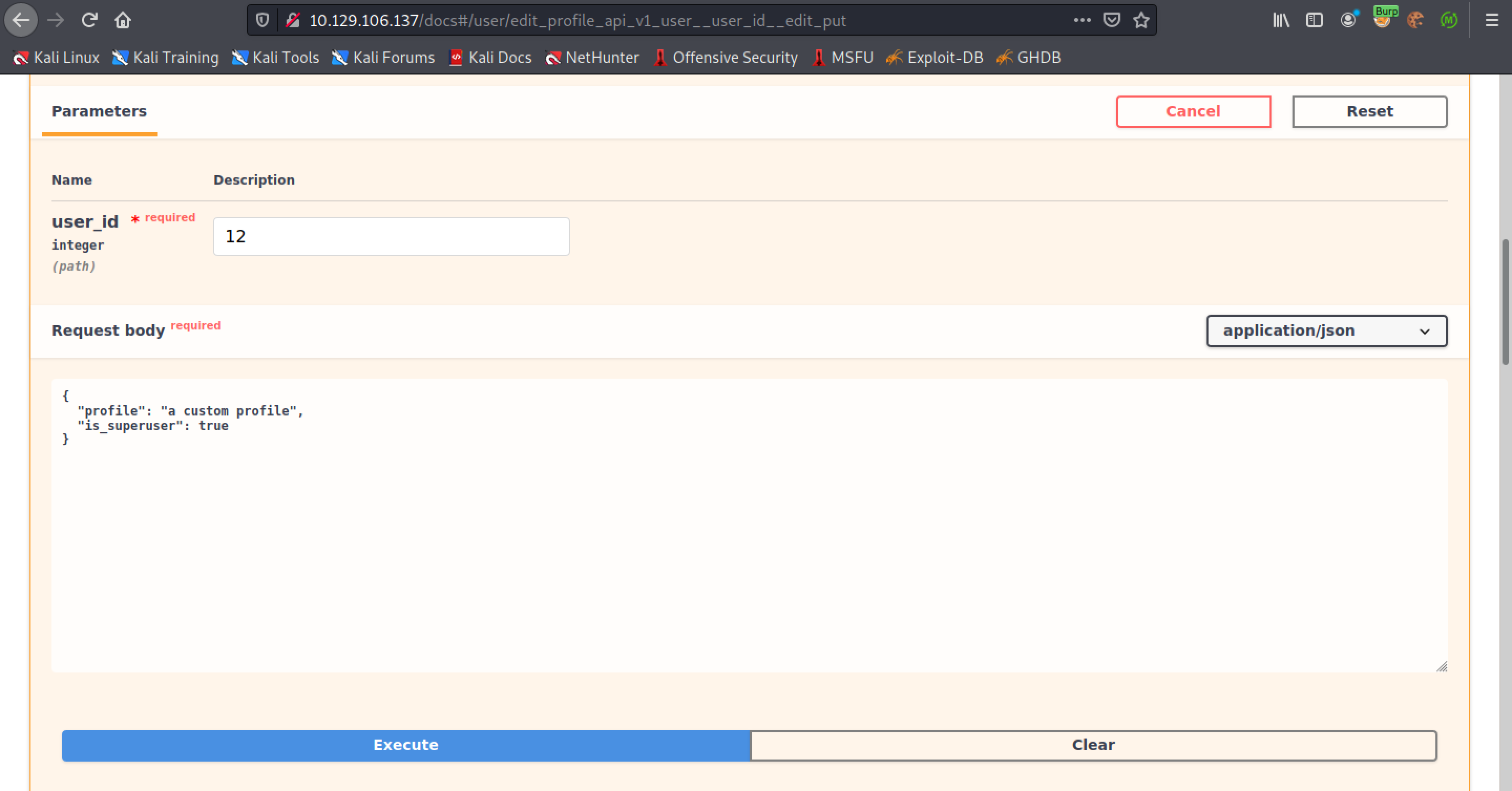Updating the 'is_superuser' setting to elevate the user's privilege.