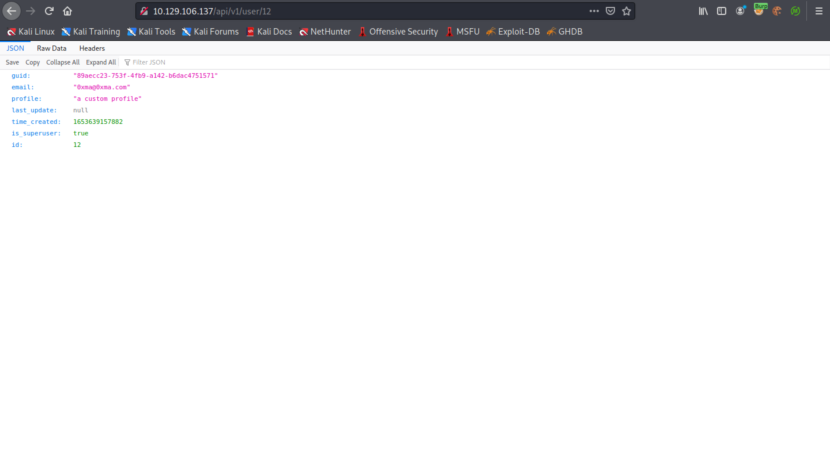 Profile update in the API documentation.