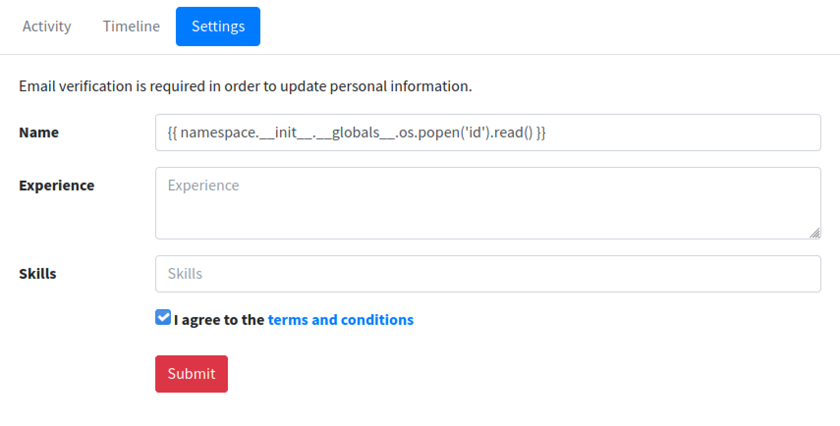 Payload with the id command.