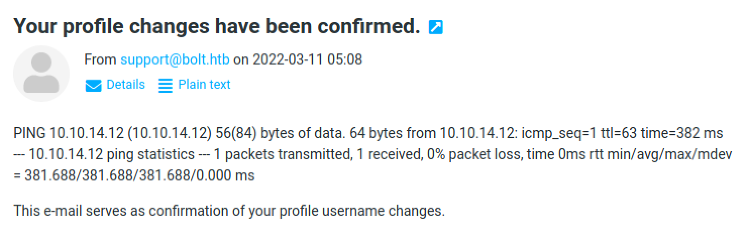 Output of the ping command.