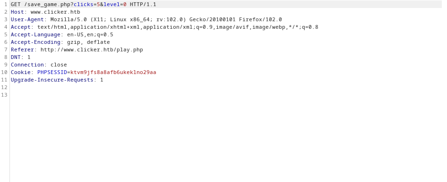 HTTP request that saves the game.