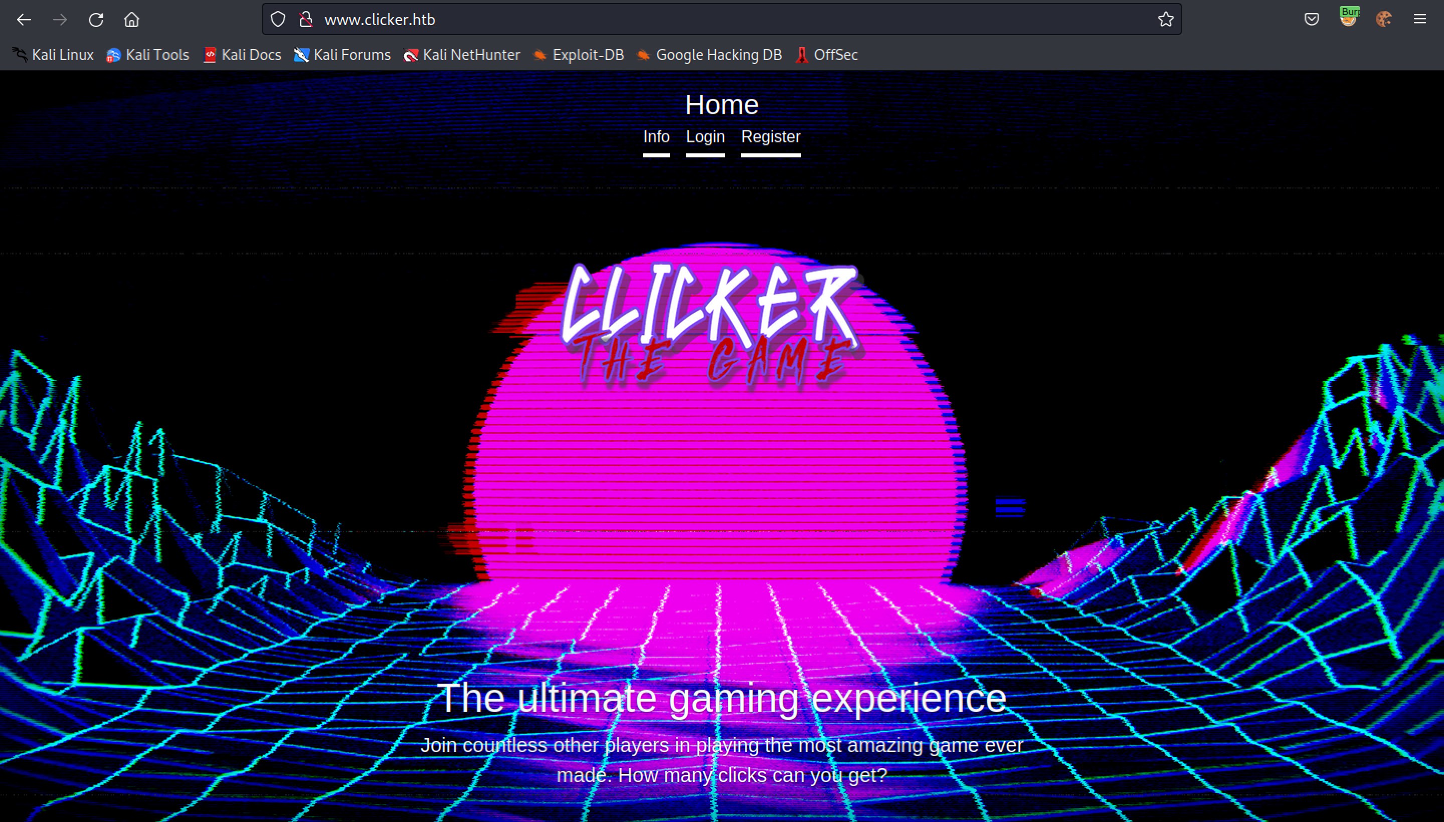 Main page of the web application.