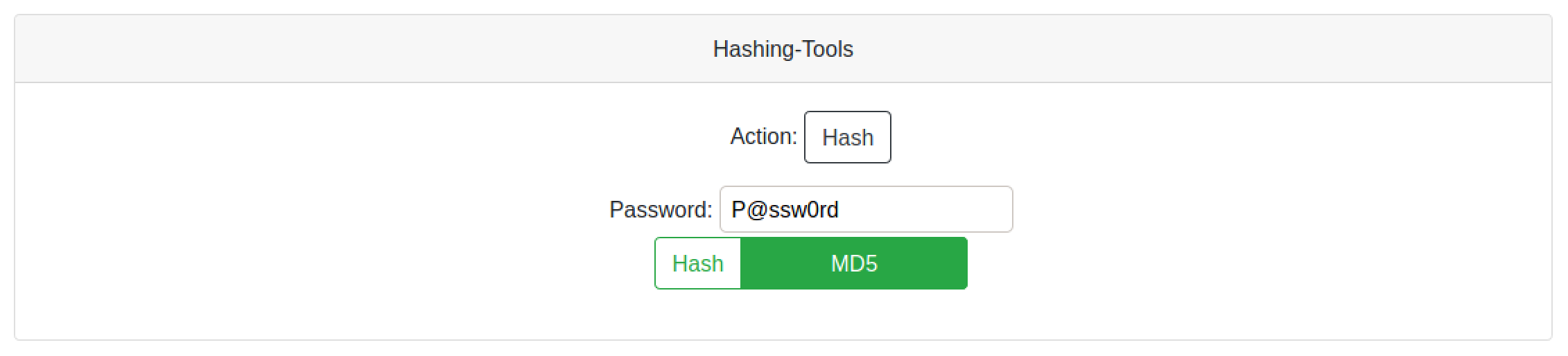 Entering text to get a hash.