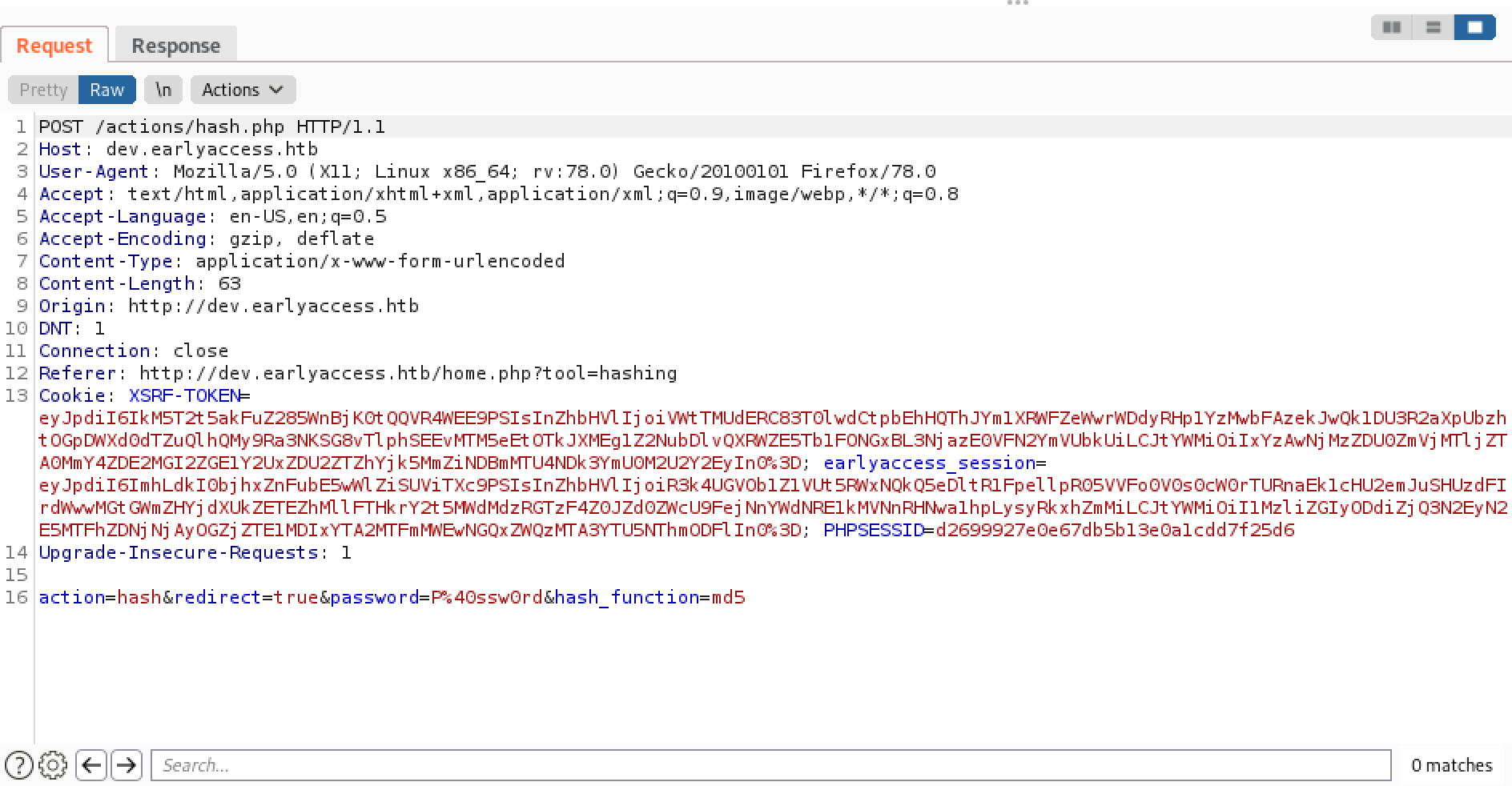 POST request that sends the password.