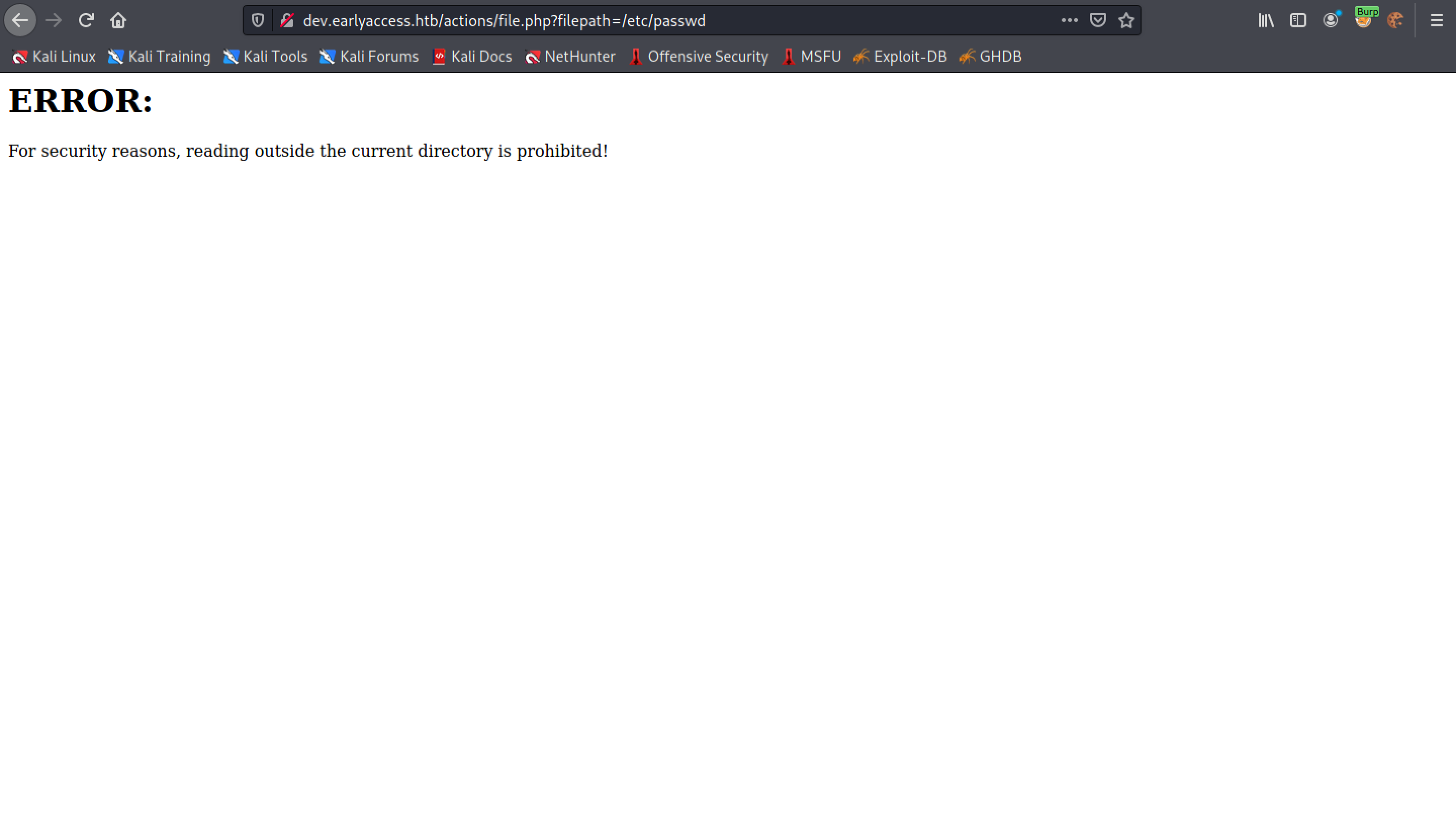 Error that says it cannot read files outside the current directory.