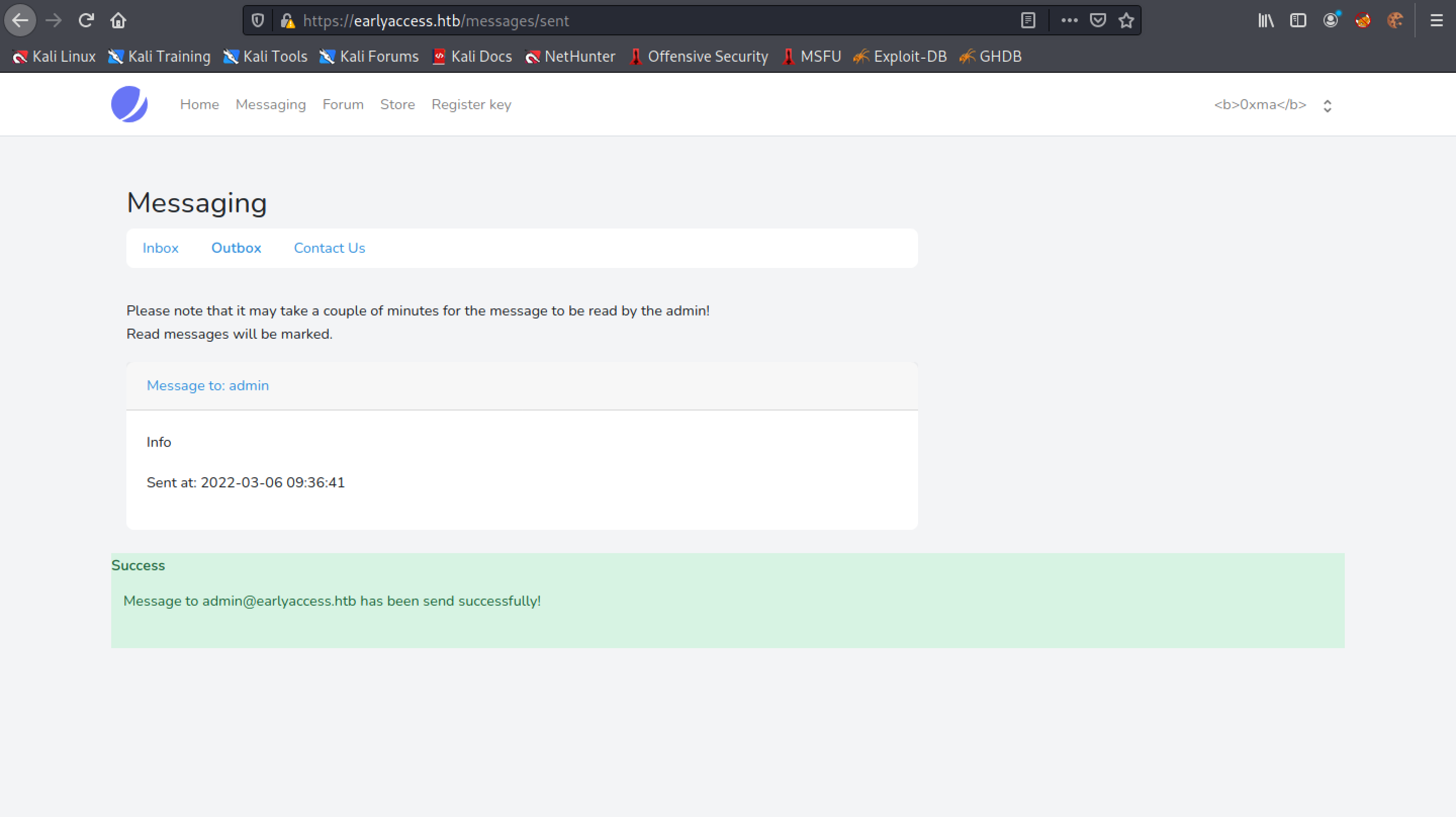 Message successfully sent.