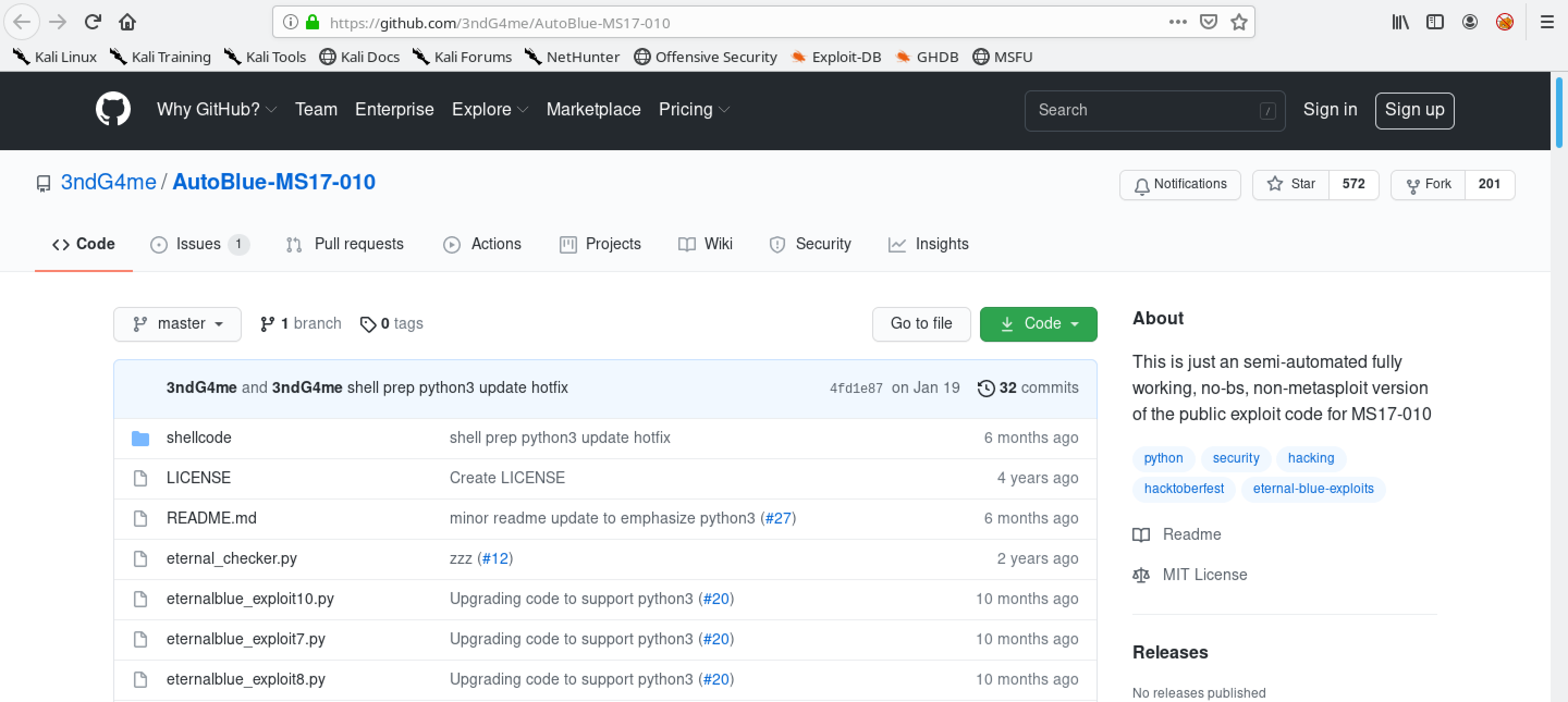 Exploit page in GitHub.