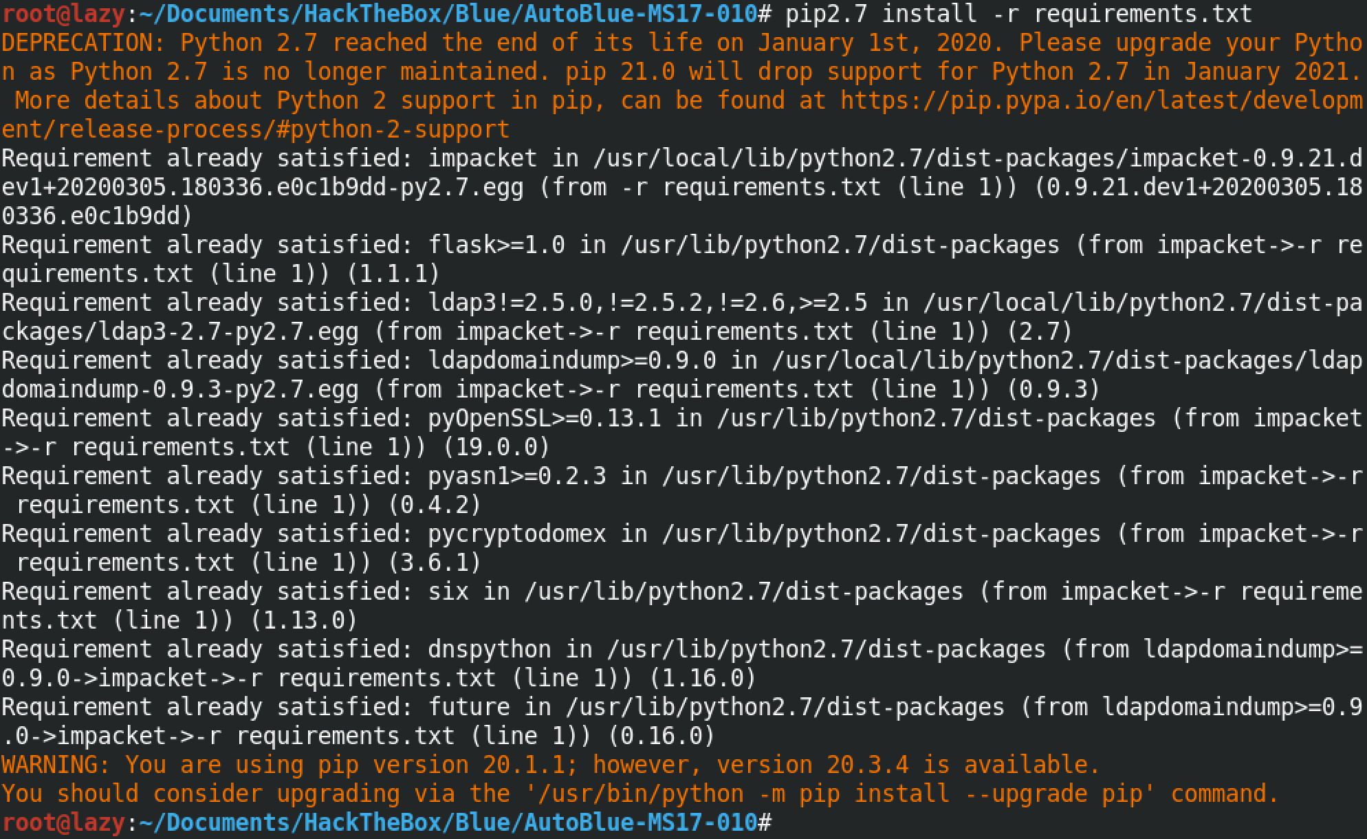 Installing the requirements.