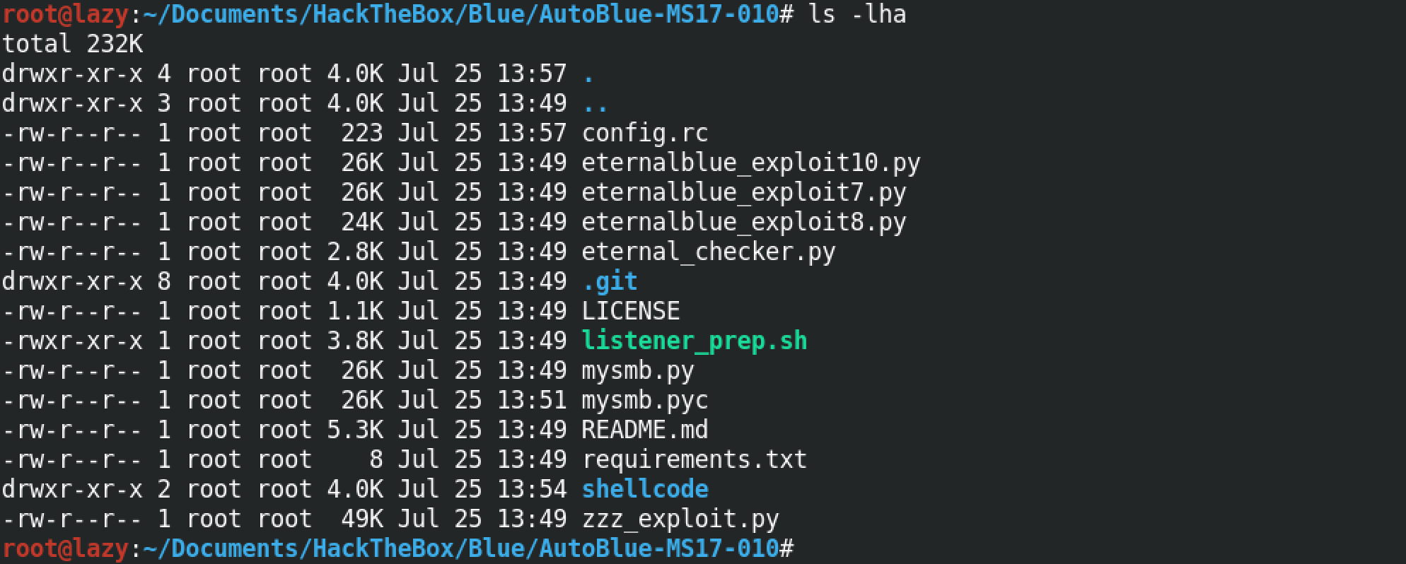 Contents of the exploit directory.