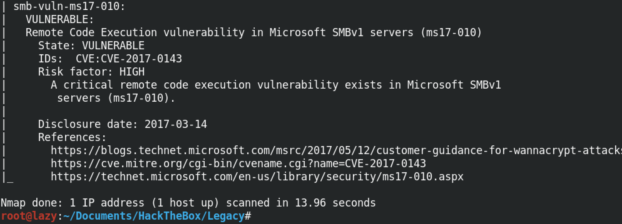 Nmap scan of target.