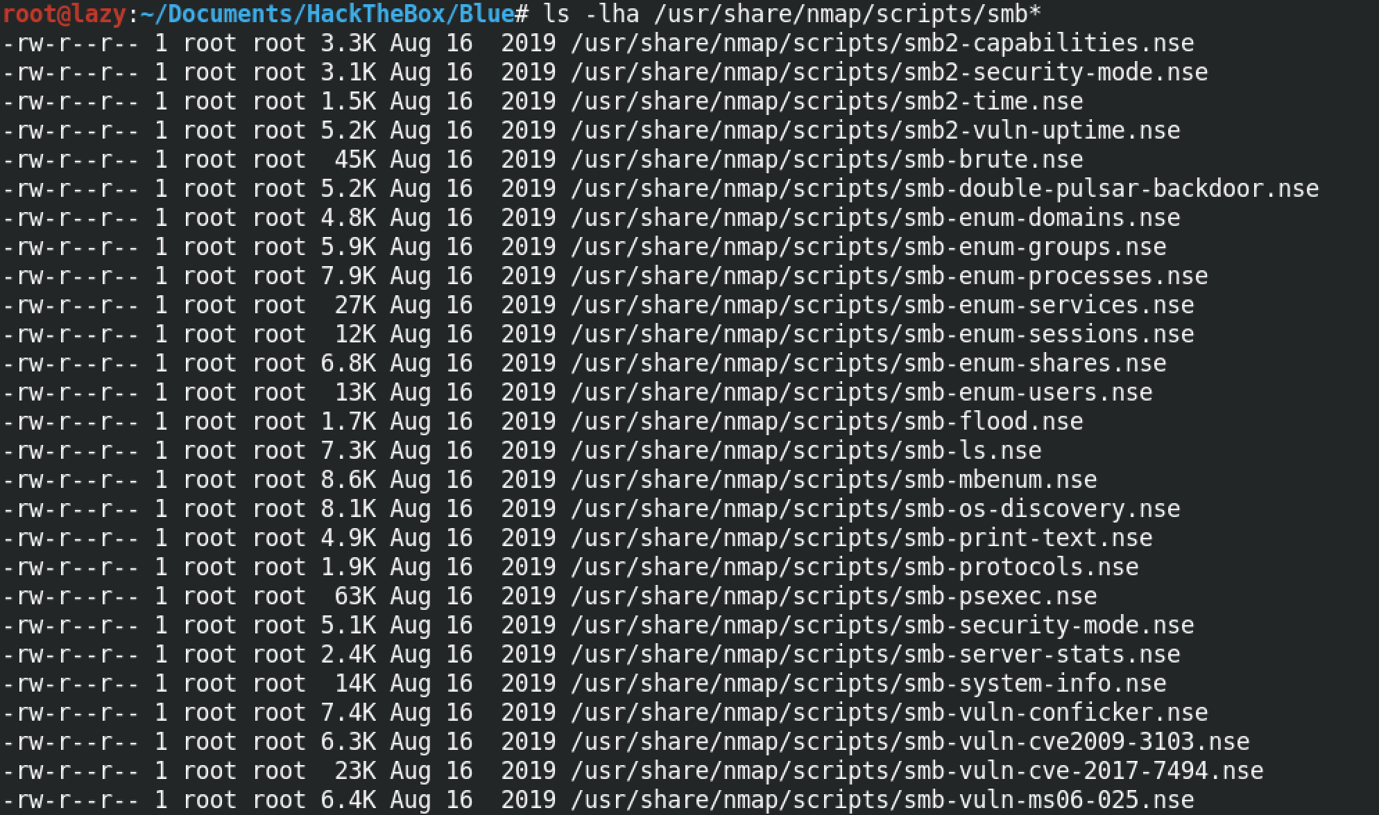 Available nmap SMB scripts.