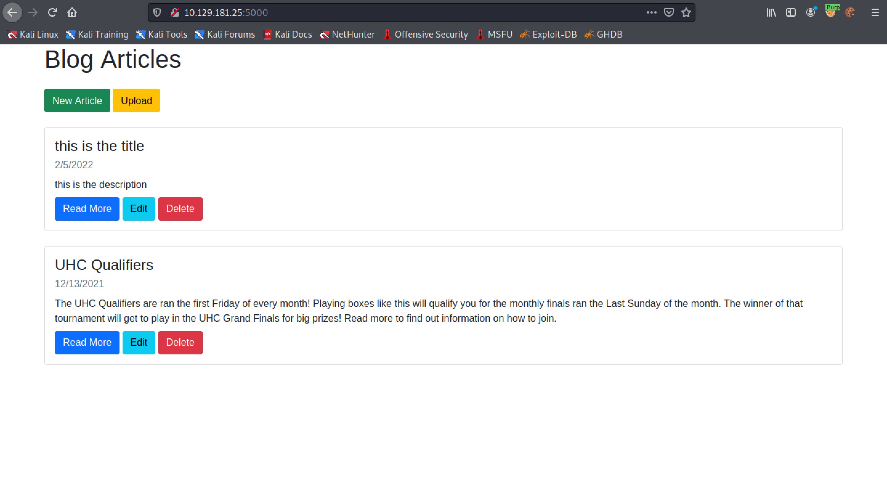 Main page of the website.