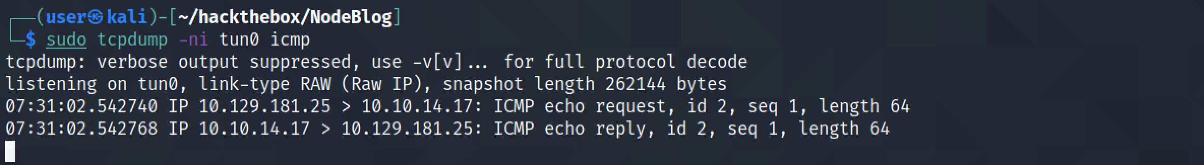 Capturing the ICMP packets.