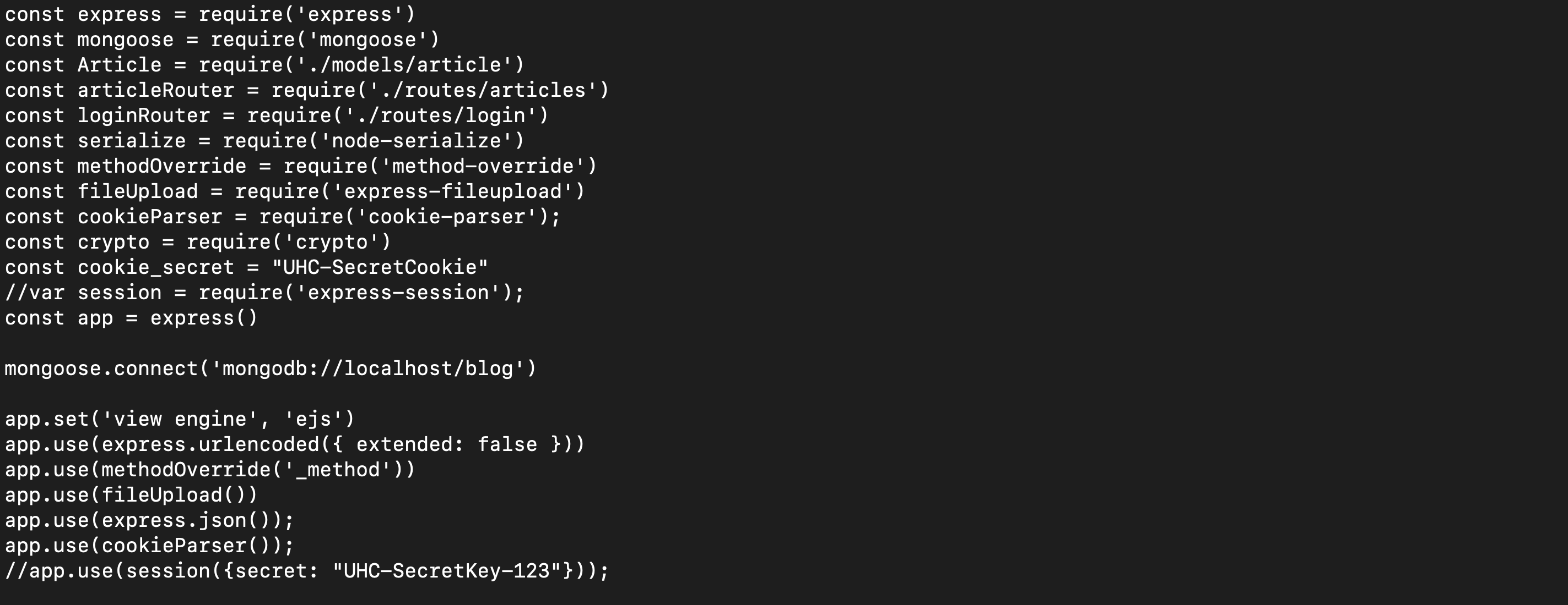 Source code of the target web application.