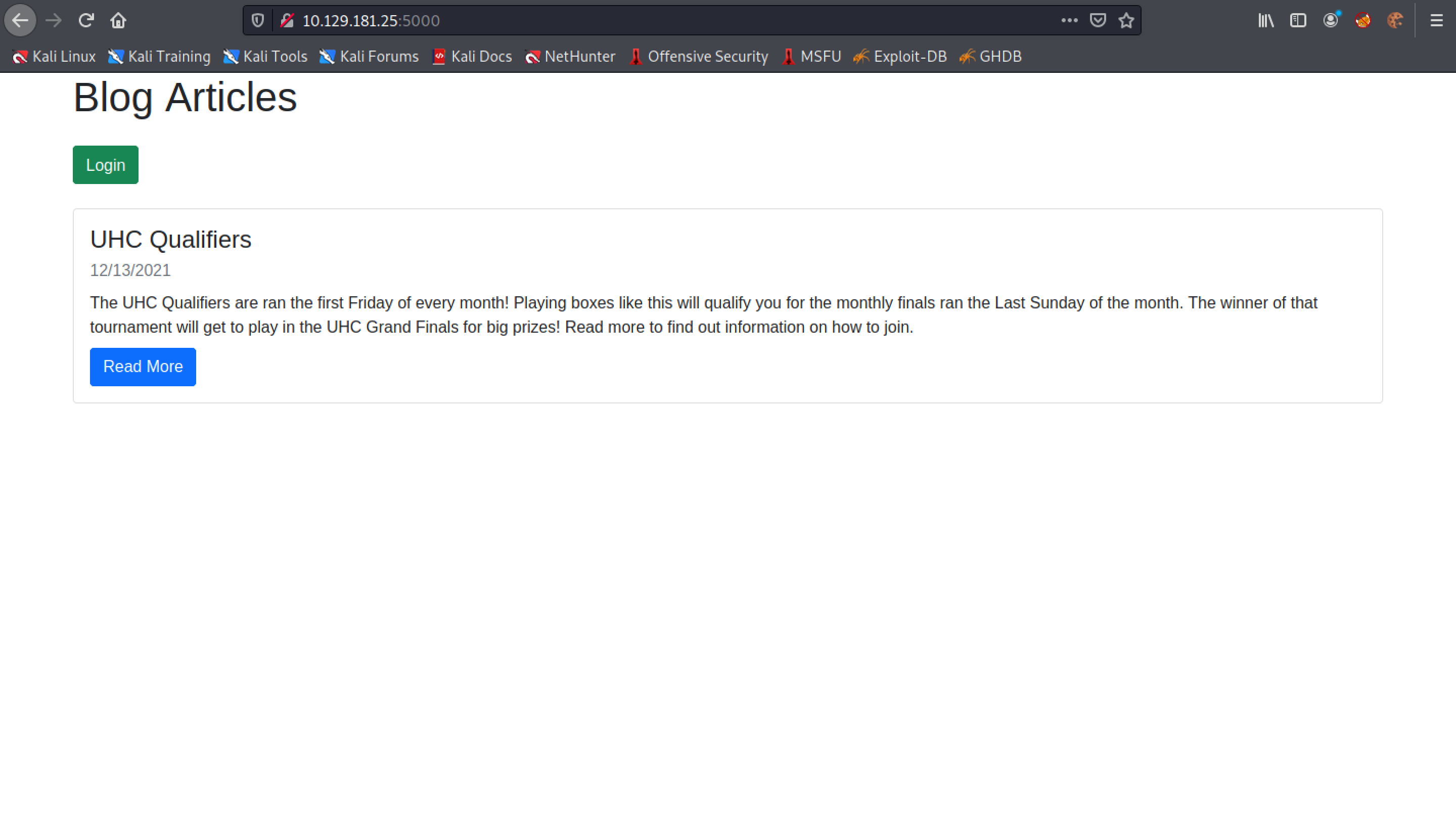 Main page of the website.