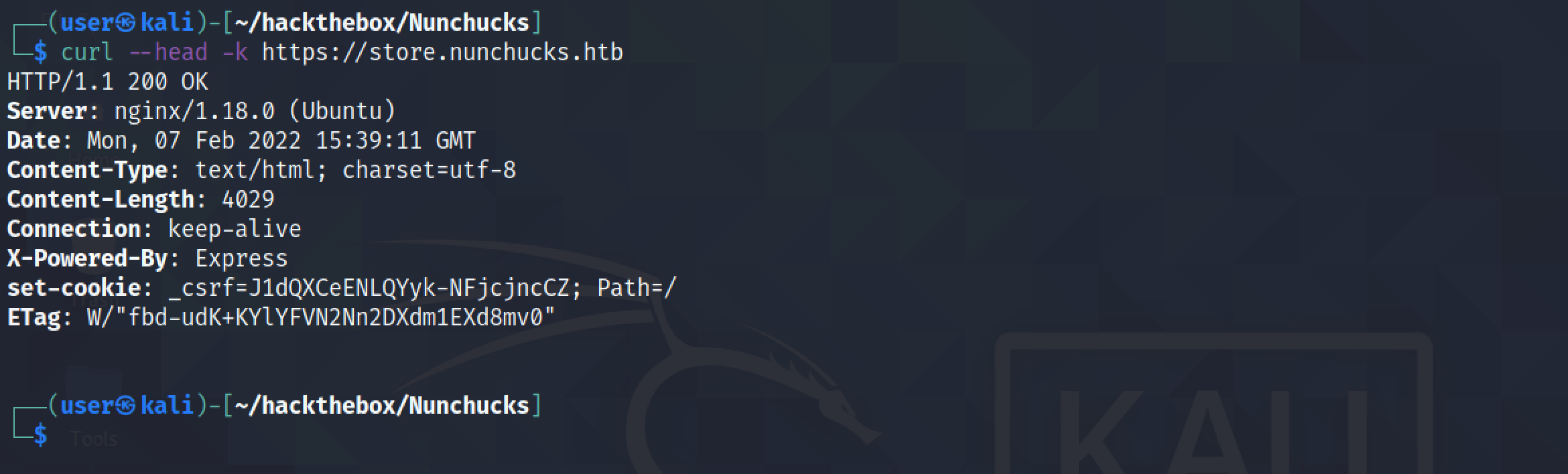 Server response headers using curl.