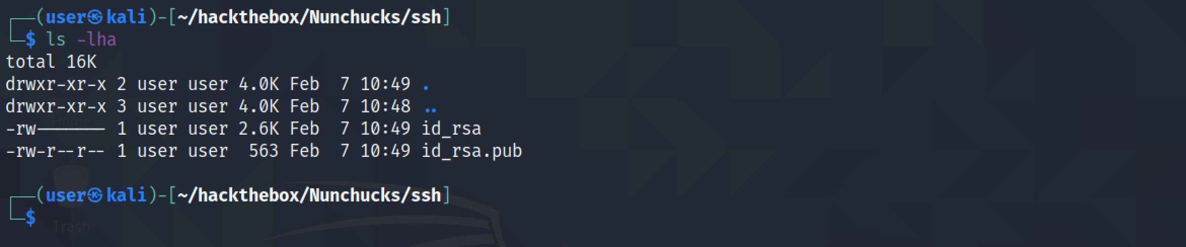 Public and private SSH keys on the local box.