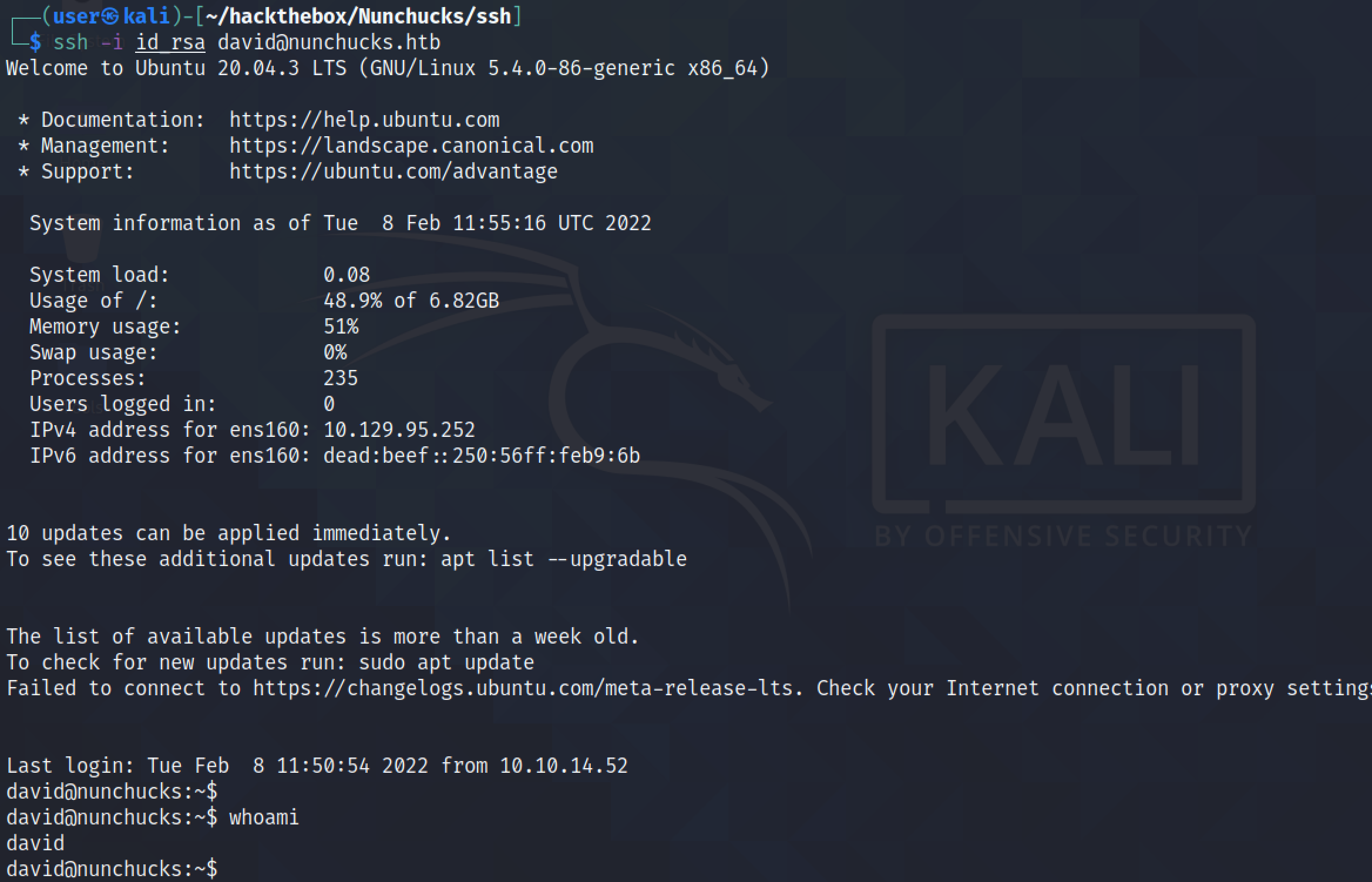 Successfull SSH logon.