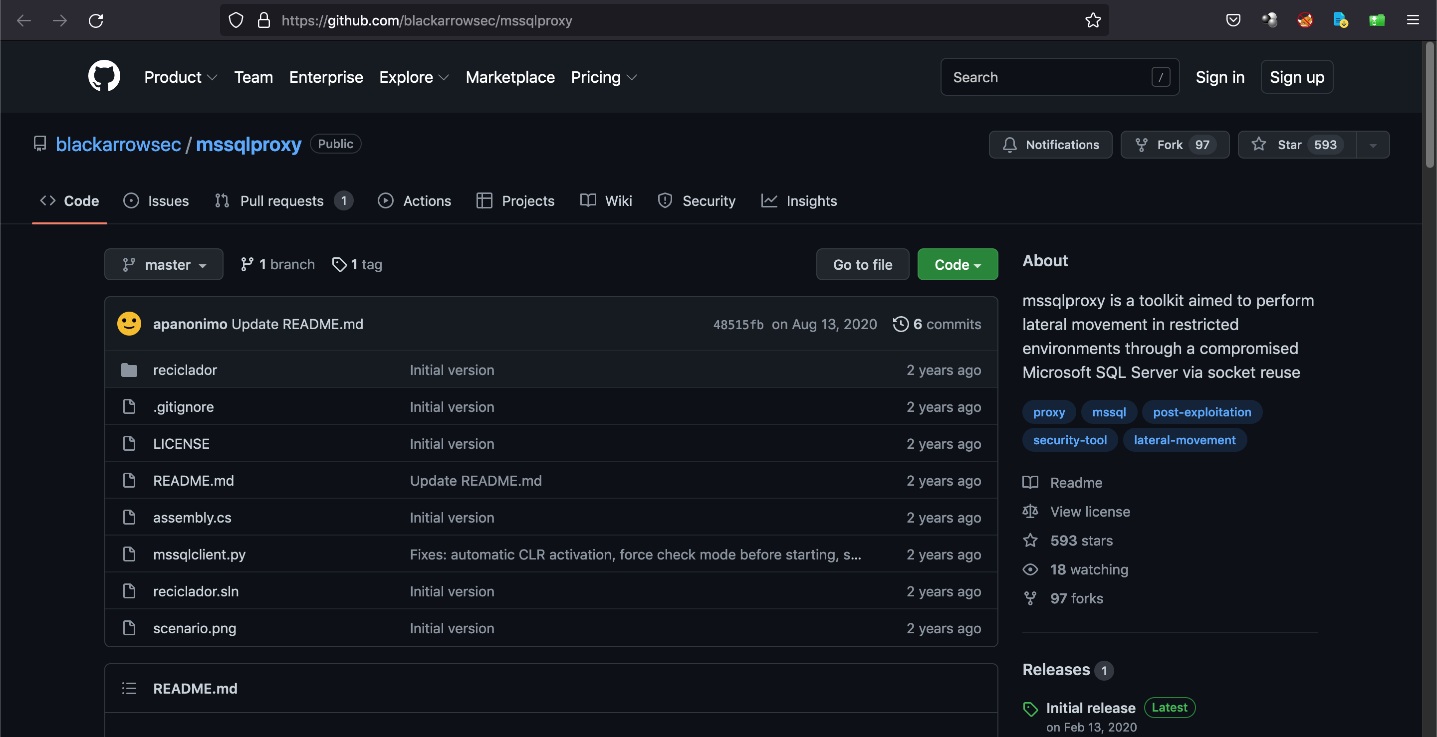GitHub page for mssqlproxy.