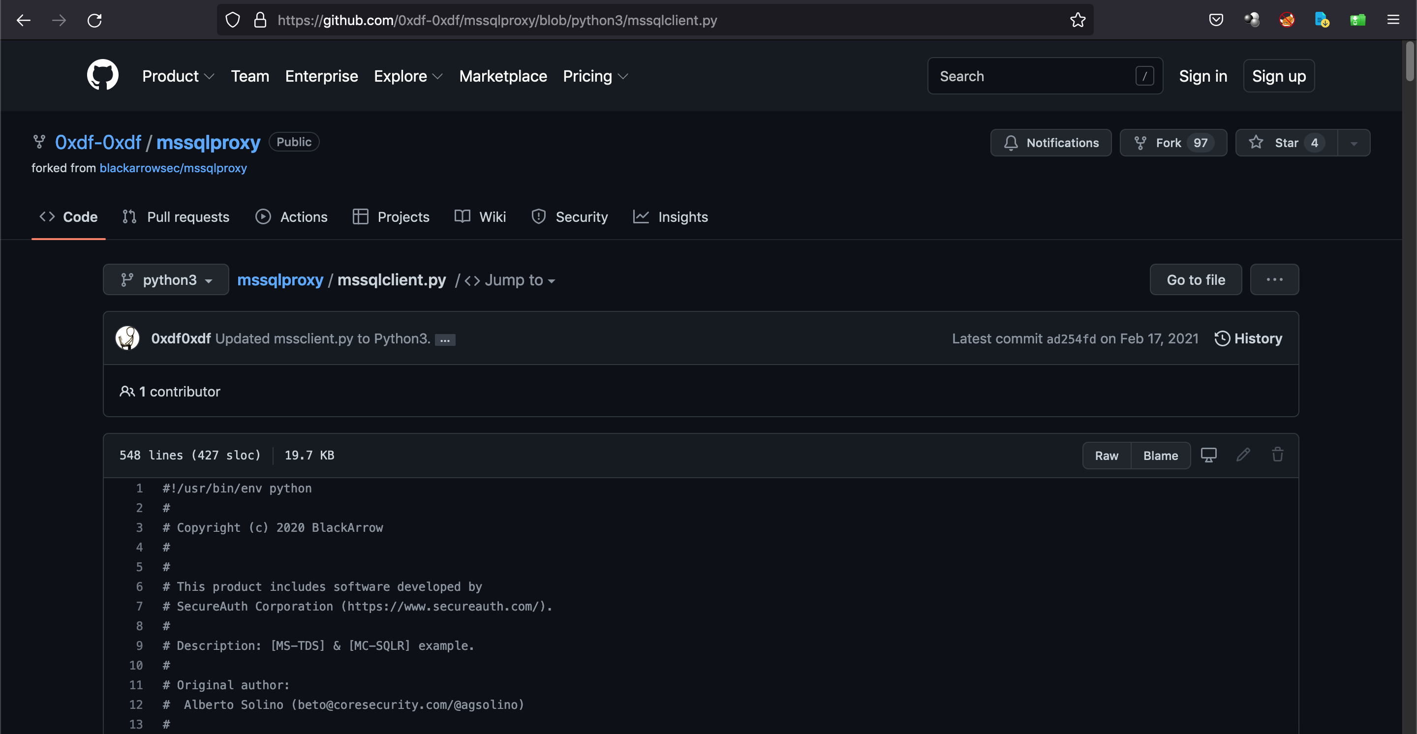 Python3 compatible mssqlproxy script.