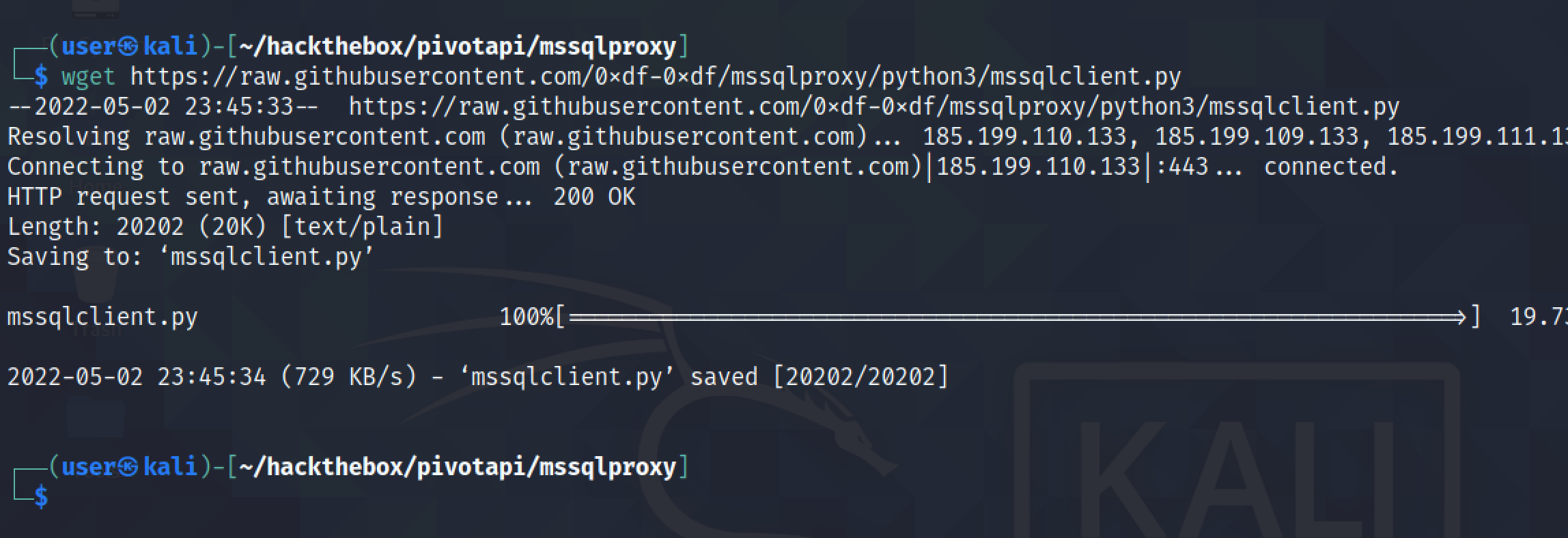 Downloading the Python3 compatible mssqlproxy script.