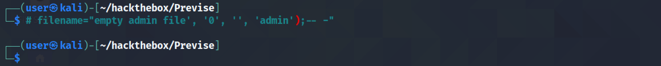 SQL injection when uploading a file.
