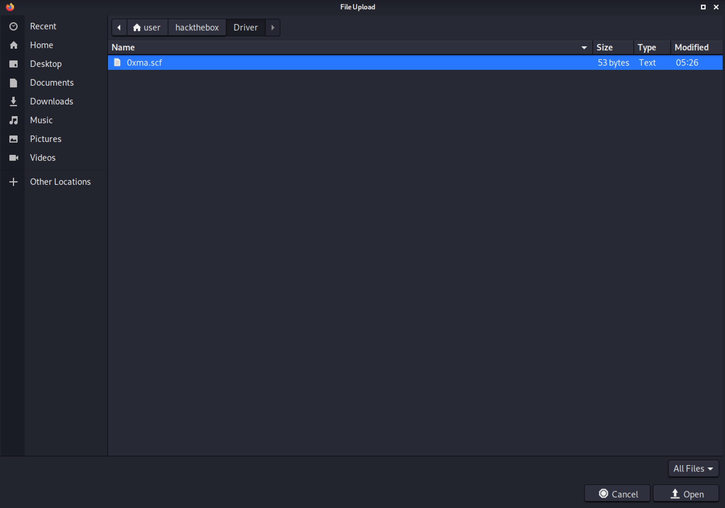 Selecting the scf file.