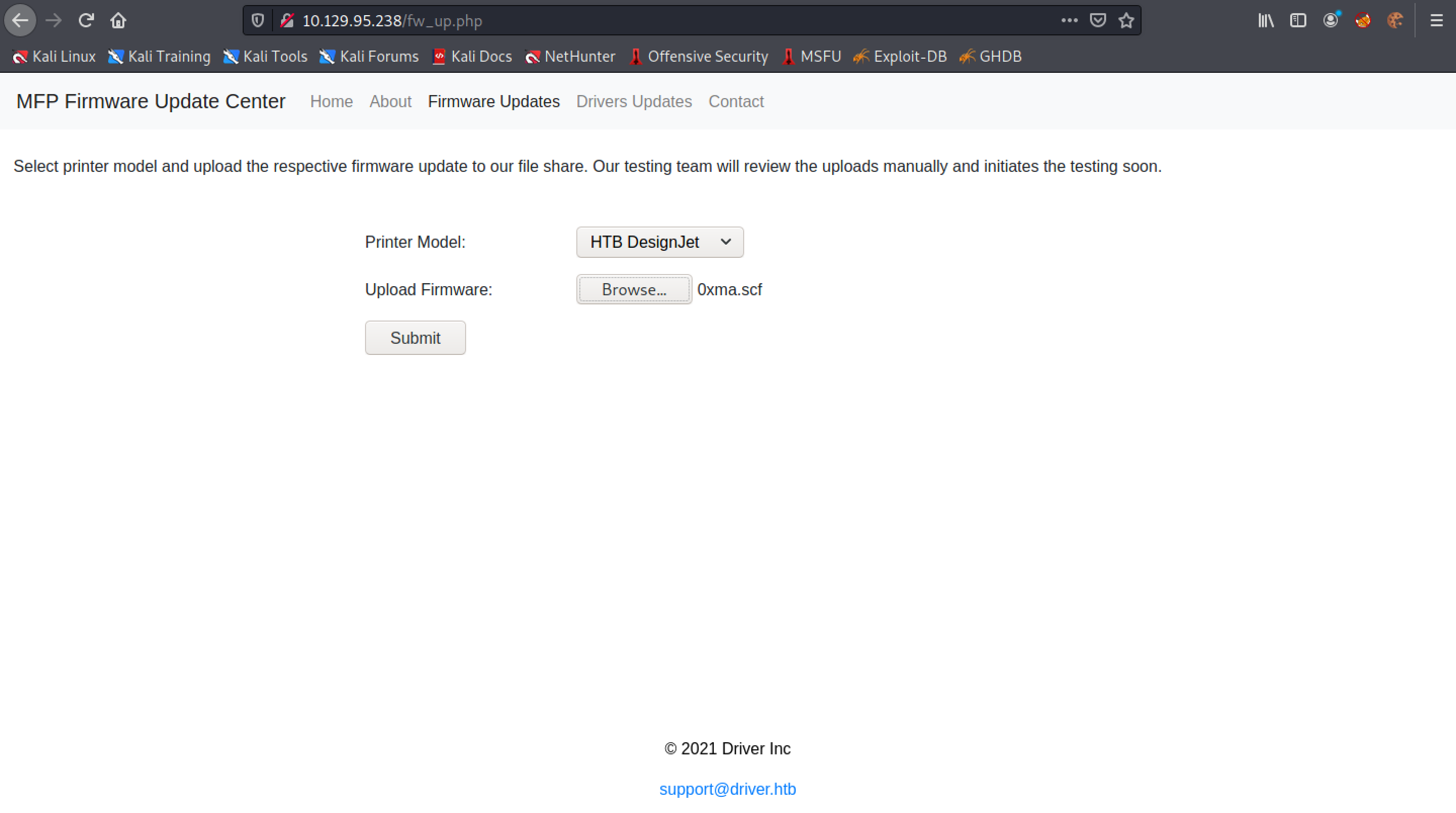 Clicking on submit.