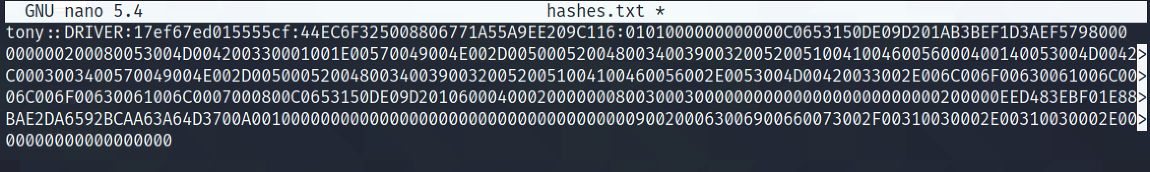 Contents of the hash saved in a file.
